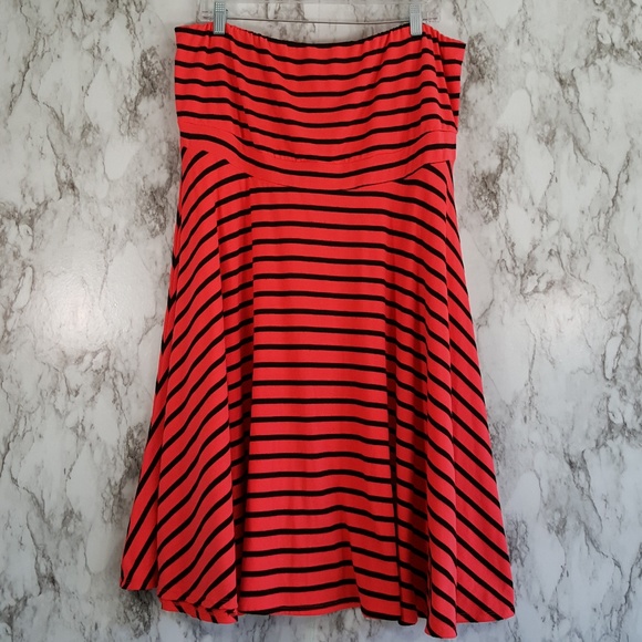 torrid Dresses & Skirts - TORRID Pink Black Stripe Tube A-line Dress 2 D101